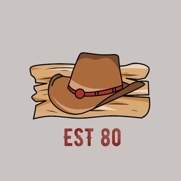 illustration vector of cowboy hat on wood perfect for backgroundprintetc