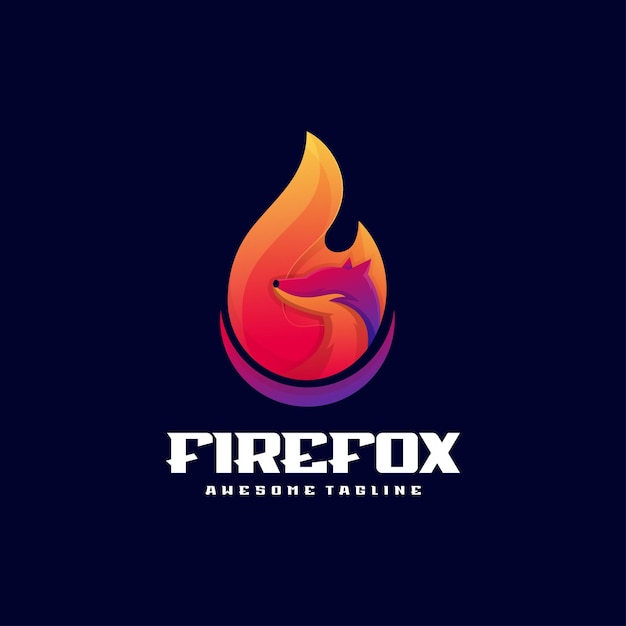 Illustration Vector Fire Fox Gradient colorful Style