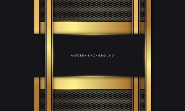 Illustration vector graphic of abstract background golden luxury black overlap layers modern