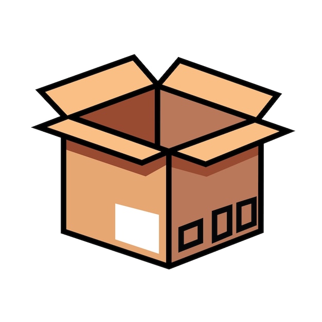 Illustration Vector Graphic Cartoon of a Cardboard Box Icon Depicting Packaging Shipping