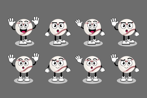 Illustration Vector Graphic Cartoon Character Of Baseball In Multiple Pose