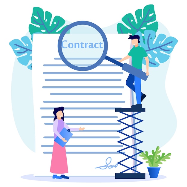 Illustration vector graphic cartoon character of business contract