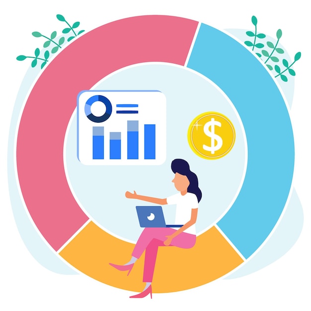 Illustration vector graphic cartoon character of business diagram