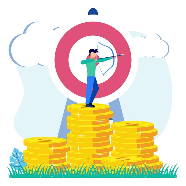 Vector illustration vector graphic cartoon character of business target