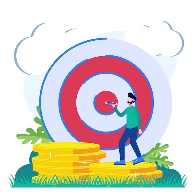 Illustration vector graphic cartoon character of business target