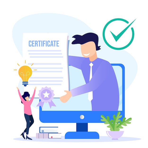 Illustration vector graphic cartoon character of Certificate document for achievement