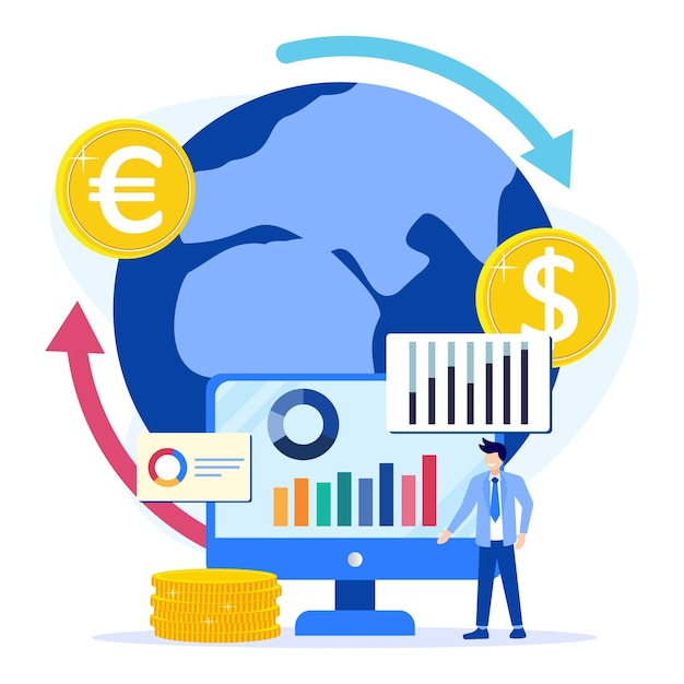 Illustration vector graphic cartoon character of currency exchange