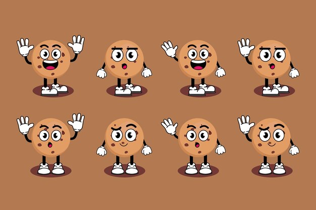 Illustration vector graphic cartoon character of cute mascot choco chips cookies with pose