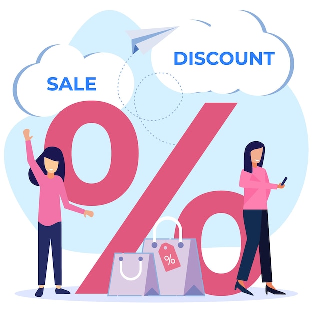 Illustration vector graphic cartoon character of discount and sale