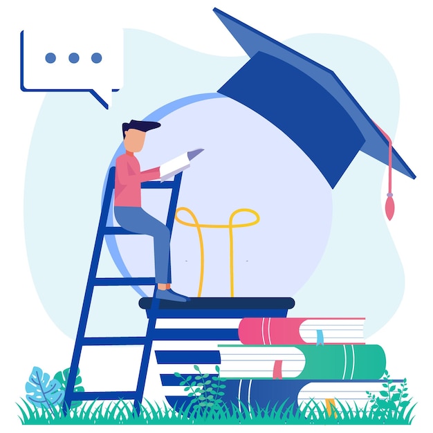 Illustration vector graphic cartoon character of graduation and education