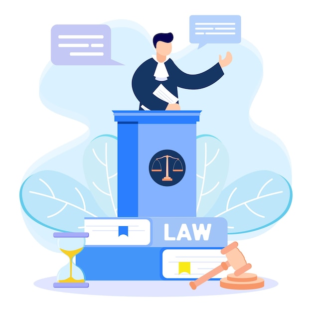 Illustration vector graphic cartoon character of law and justice