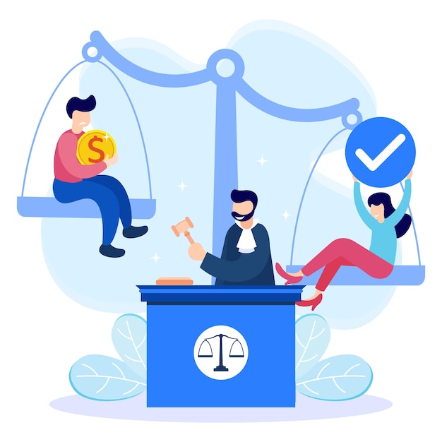 Illustration vector graphic cartoon character of law and justice