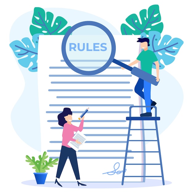 Illustration vector graphic cartoon character of list of rules