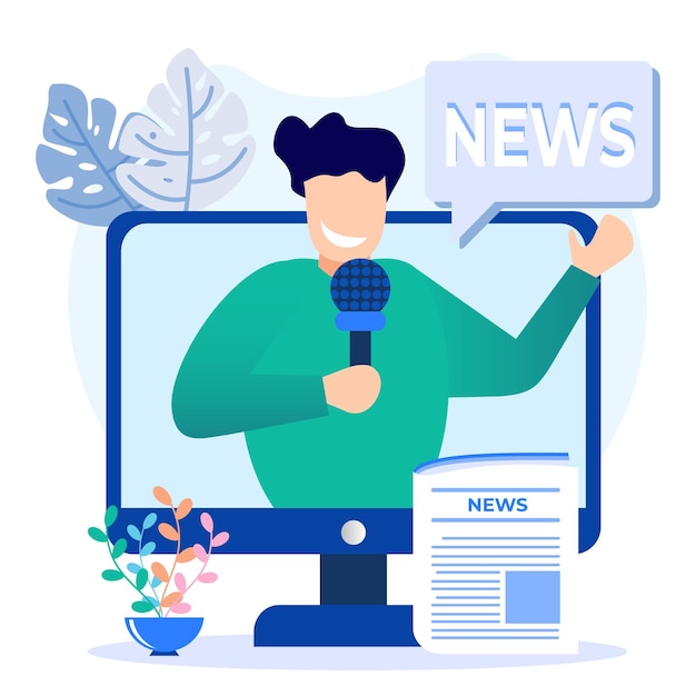 Illustration vector graphic cartoon character of news