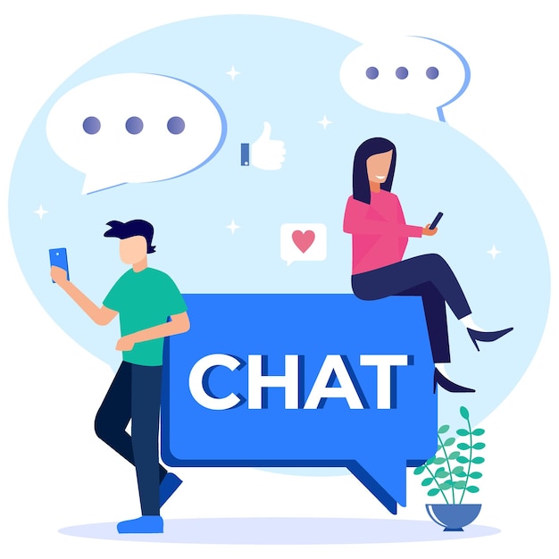 Illustration vector graphic cartoon character of online chat