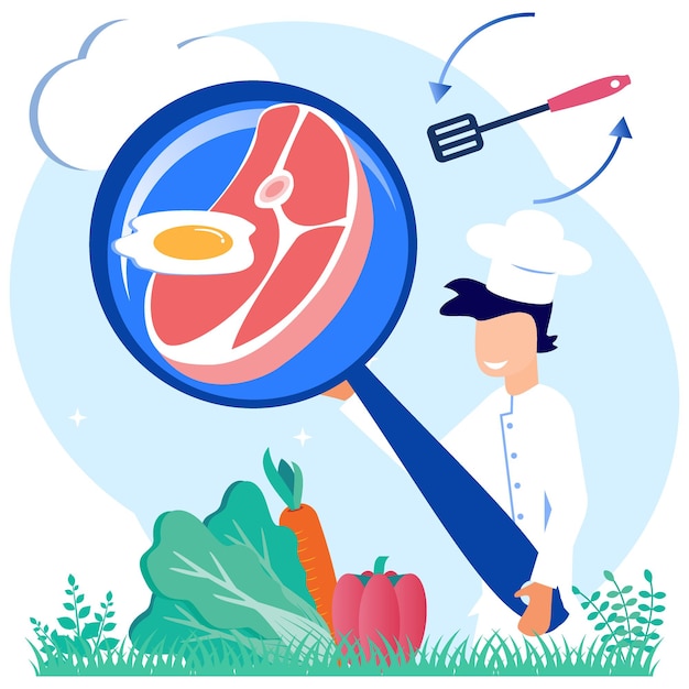 Illustration vector graphic cartoon character of professional chef cooking