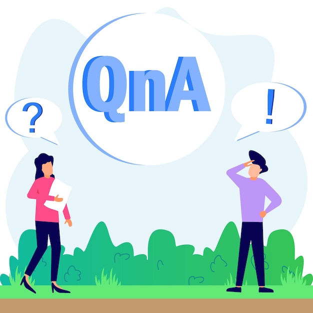 Illustration vector graphic cartoon character of QnA