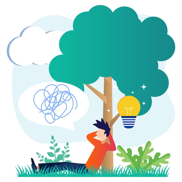 Illustration vector graphic cartoon character of relaxing