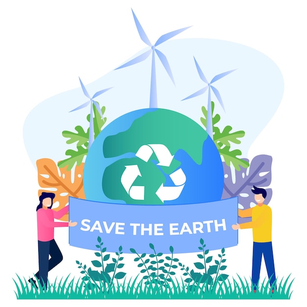 Illustration vector graphic cartoon character of save the earth