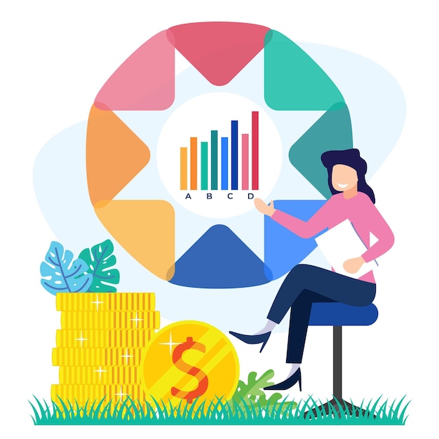 Illustration vector graphic cartoon character of stock market