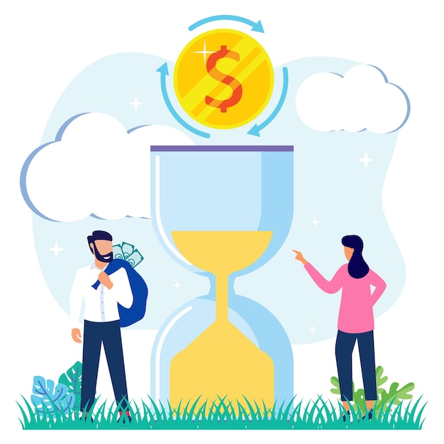 Illustration vector graphic cartoon character of time is money