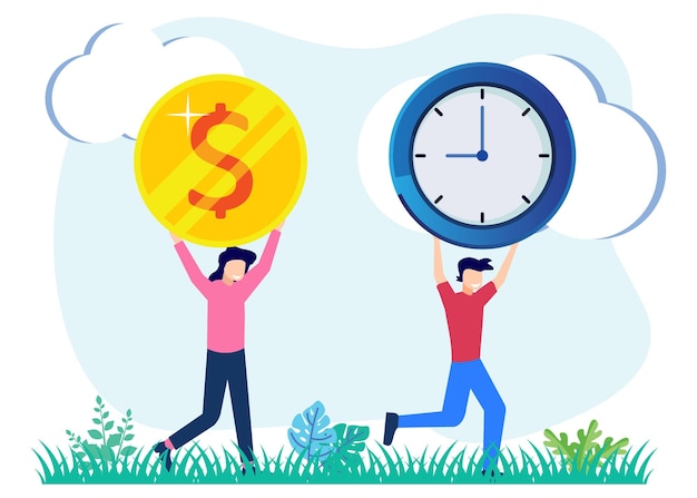 Illustration vector graphic cartoon character of time is money