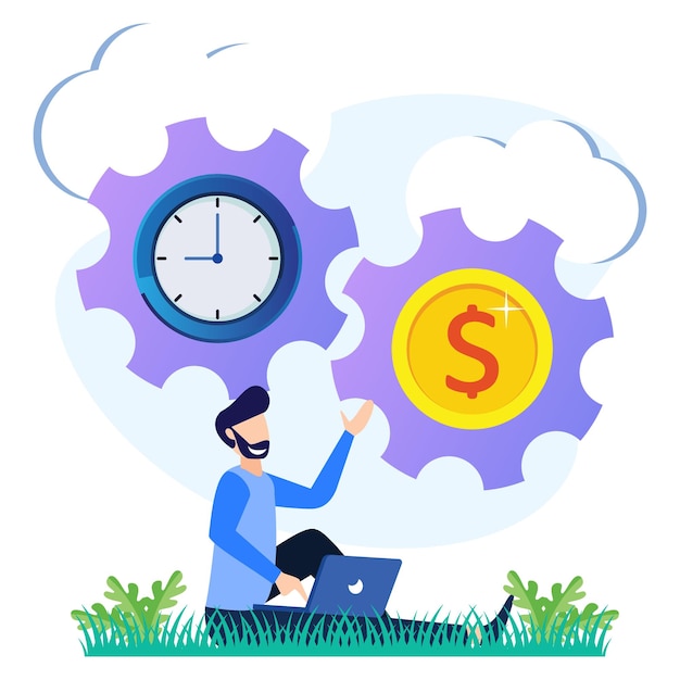 Illustration vector graphic cartoon character of time is money