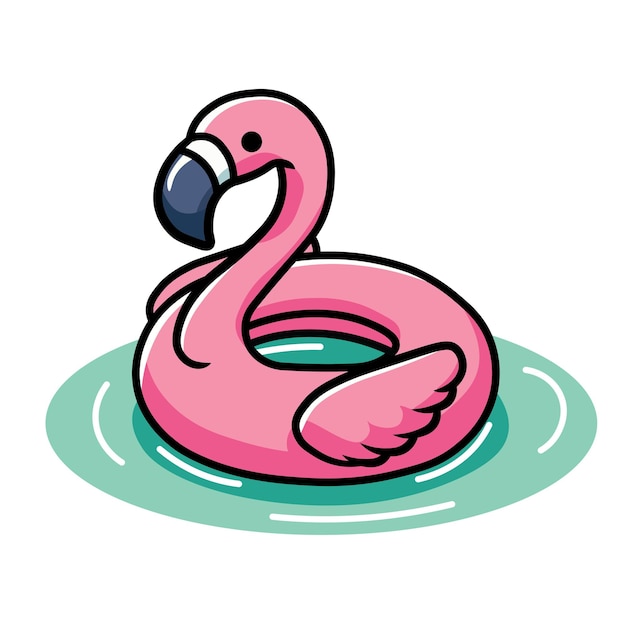 Illustration Vector Graphic Cartoon of a Flamingo Pool Float with Tropical Vibes Perfect for Summer