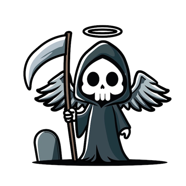 Illustration Vector Graphic Cartoon of a the Grim Reaper Symbol of Transition and Mortality