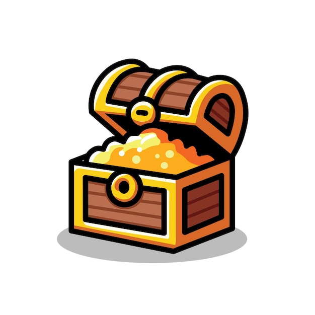 Illustration Vector Graphic Cartoon of a Treasure Chest Filled with Gold Depicting Wealth