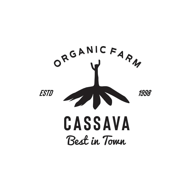 Illustration vector graphic of cassava silhouette vintage logo good for fresh organic food product