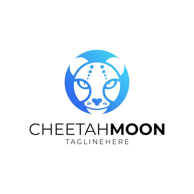 Illustration vector graphic of cheetah moon dual meaning logo template