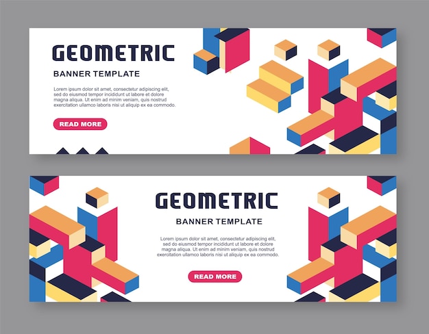 Illustration vector graphic of colorful cubic geometric banner template good for banner template