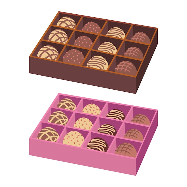 Vector illustration vector graphic design of two chocolate box