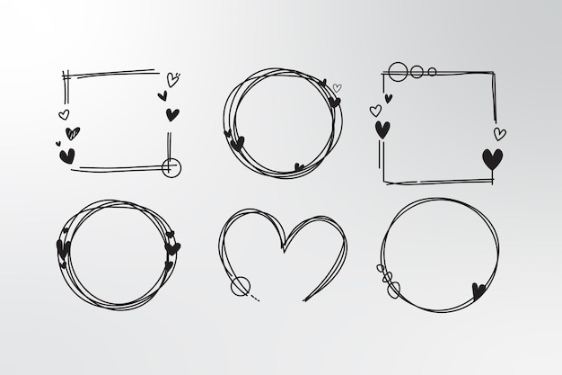 Illustration vector graphic of  Doodle love frame collection