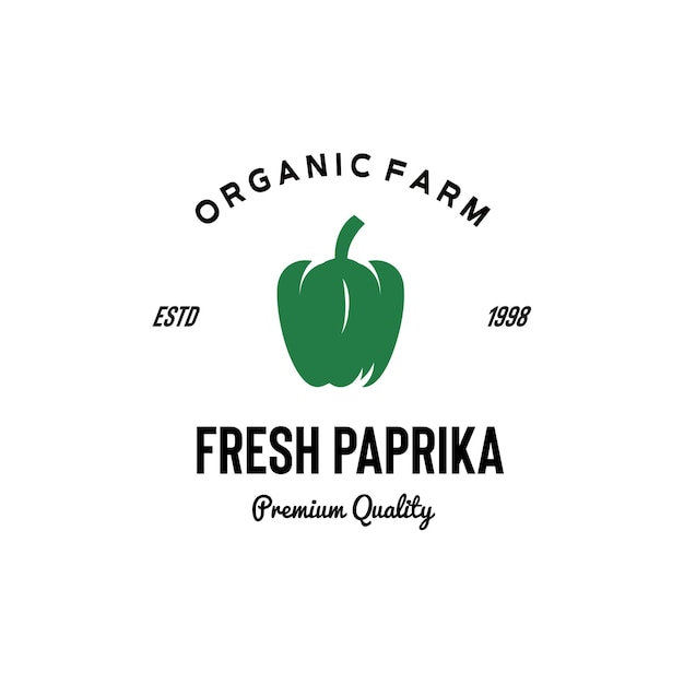 Illustration vector graphic of green paprika vintage logo good for fresh organic vegetable product