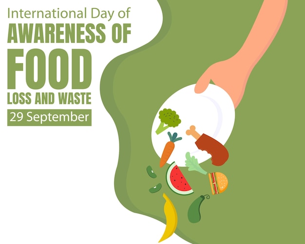 Vector illustration vector graphic of hands throw away food on purpose perfect for international day