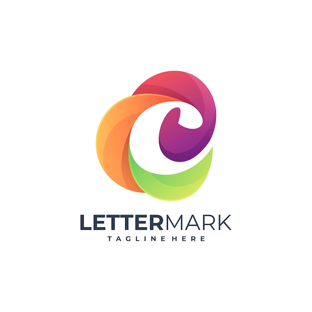 Illustration vector graphic letter mark C colorful logo template