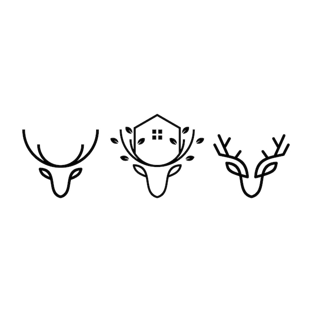 illustration vector graphic logo of deer house and leaf