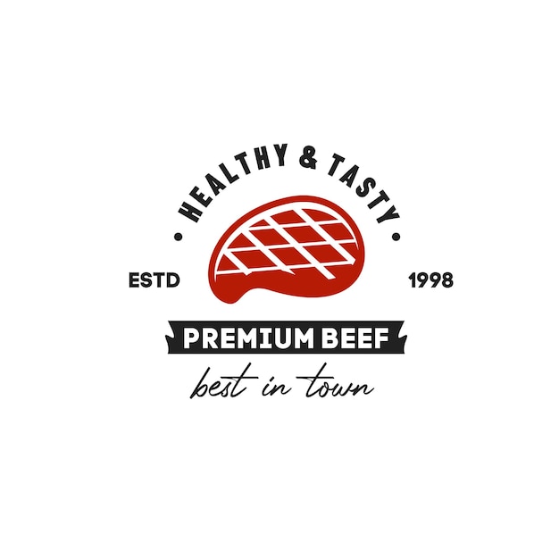 Illustration vector graphic of premium slice beef meat vintage logo good for meat product logo