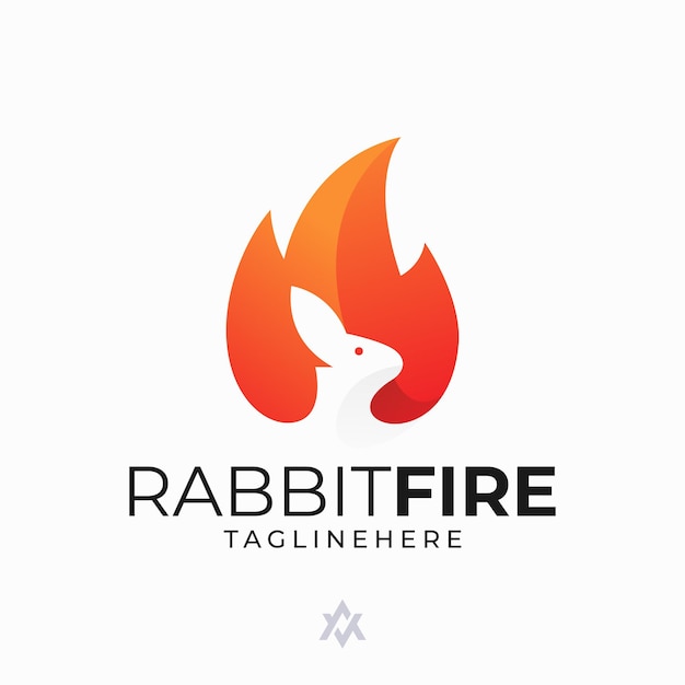 Illustration vector graphic of rabbit fire dual meaning logo template