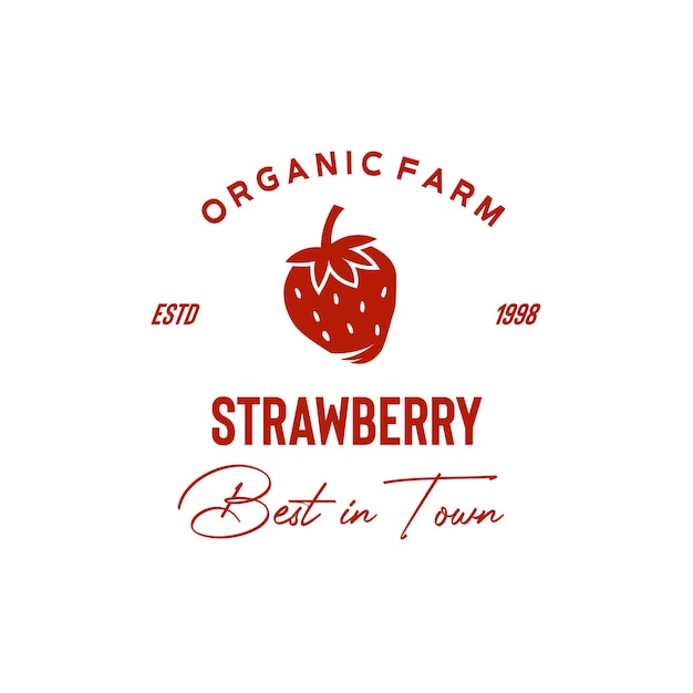 Illustration vector graphic of red strawberry vintage logo good for fresh organic fruit product