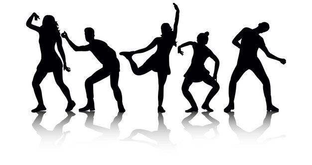 Vector illustration, vector, group of dancing people, silhouettes