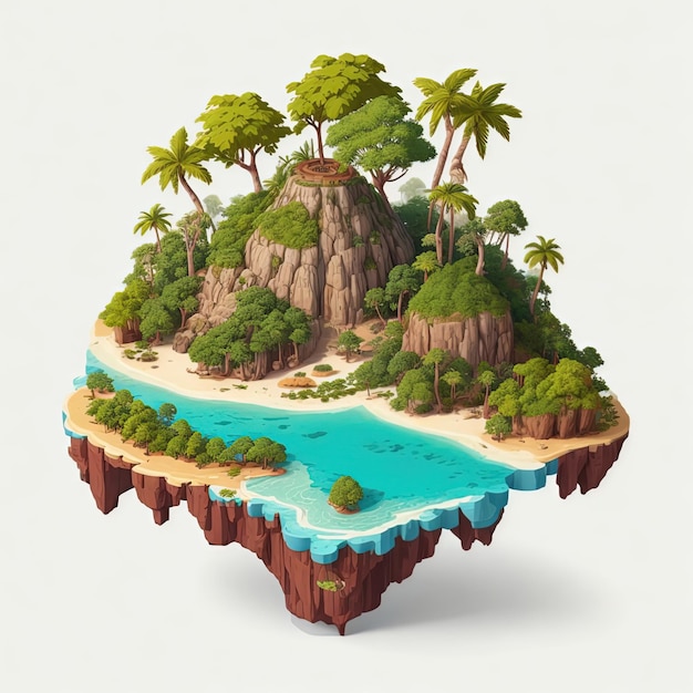 Vector illustration vector island with tree sea