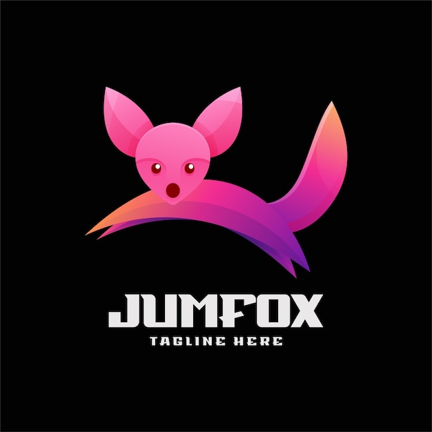 Illustration Vector Jump Fox Gradient Colorful Logo Style