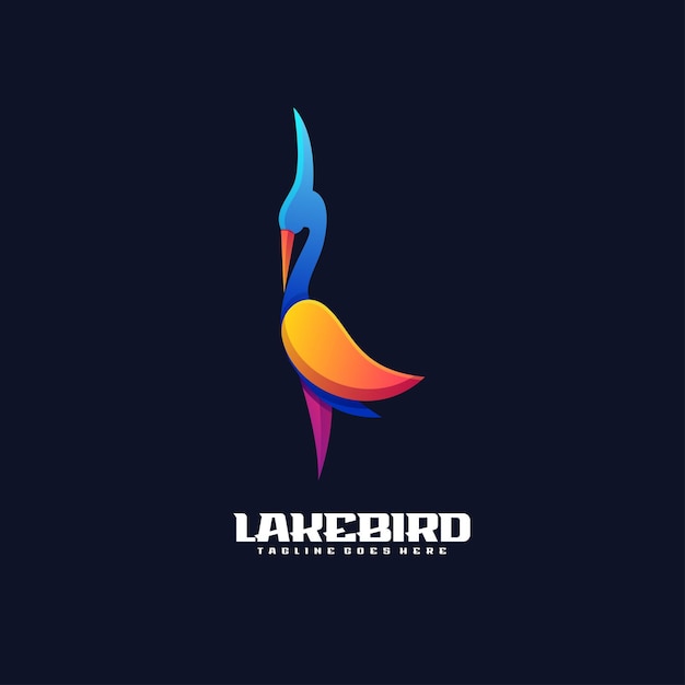 Illustration Vector Lake Bird Gradient Colorful Style