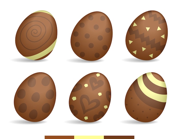 Illustration vector lot of colorful paint chocolate eggs on happy Easter theme