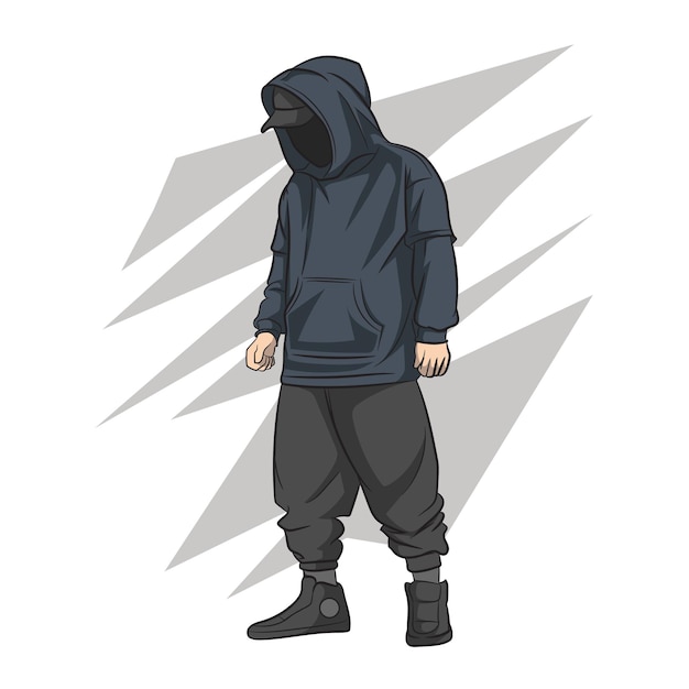 Illustration vector of man in hoodie Comic style