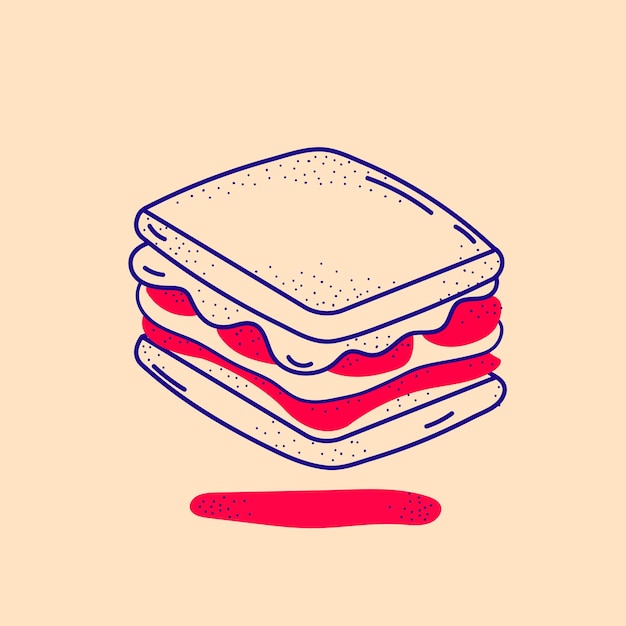 illustration Vector outline sandwich. icon sandwich