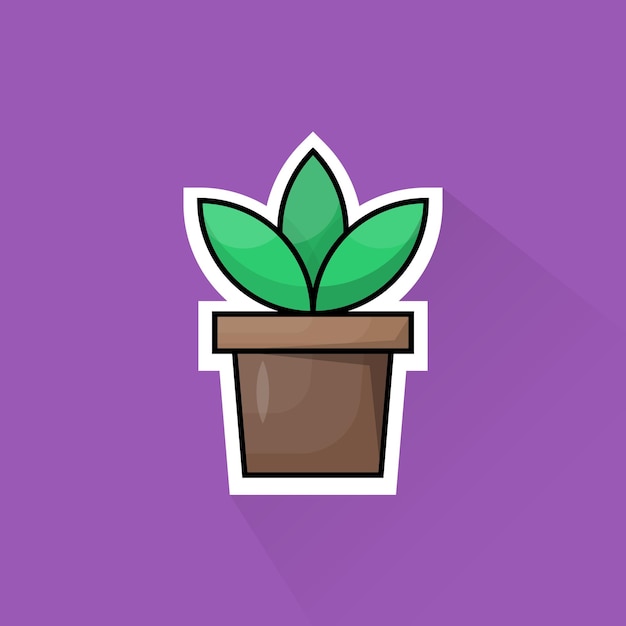 Illustration Vector of Plant Pot in Flat Design